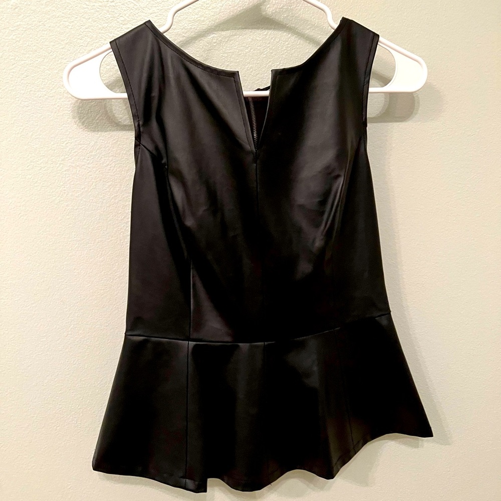 Chelsea & violet peplum faux leather top. Size xs/s